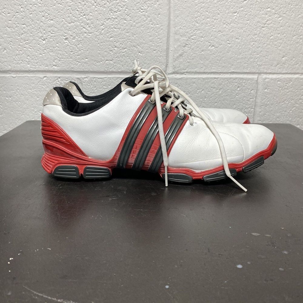 Adidas Men's Tour 360 Golf Shoes Size‎ 11.5 FitFOAM Black & White Red Spiked